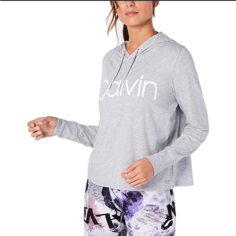 Calvin Klein Performance Hooded Long Sleeve Logo Top Sweater Lightweight